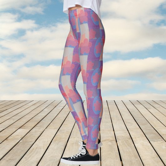 Leggings Motif de patchs rouges vintage