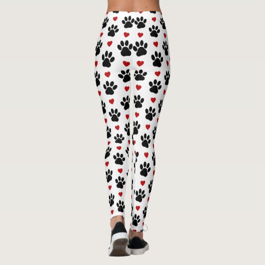 Leggings Motif De Pâtes, Pâtes De Chien, Pâtes Noires, Coeu (Dos)