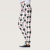 Leggings Motif De Pâtes, Pâtes De Chien, Pâtes Noires, Coeu (Gauche)