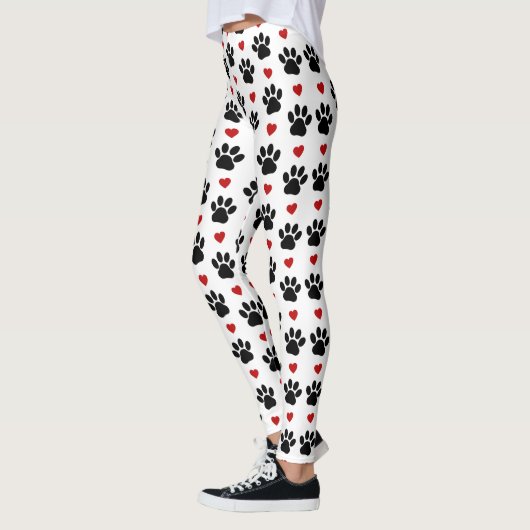 Leggings Motif De Pâtes, Pâtes De Chien, Pâtes Noires, Coeu (Gauche)