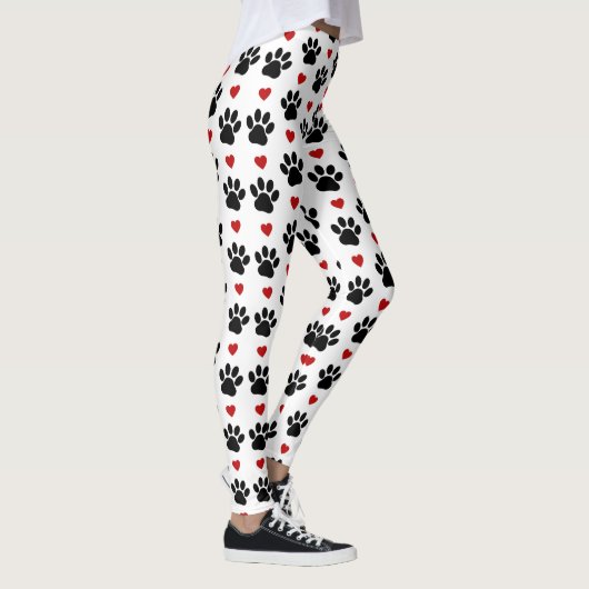 Leggings Motif De Pâtes, Pâtes De Chien, Pâtes Noires, Coeu (Droite)