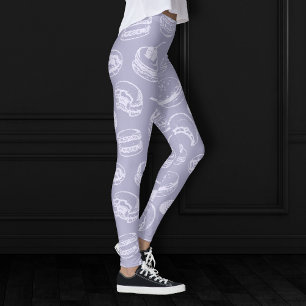 Leggings Motif de pâtisseries françaises Dusty Lavender P