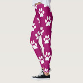 Leggings Motif de pattes blanches et magenta (Gauche)