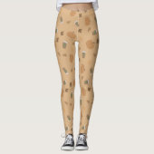 Leggings Motif de pattes d'épices de potiron d'automne (Devant)