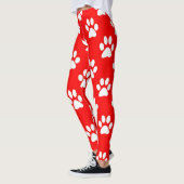 Leggings Motif de pattes rouges et blanches (Gauche)