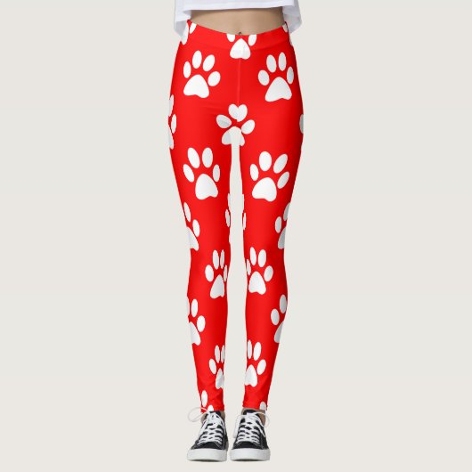 Leggings Motif de pattes rouges et blanches (Devant)