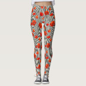 Leggings Motif de pavots et rayures (Devant)