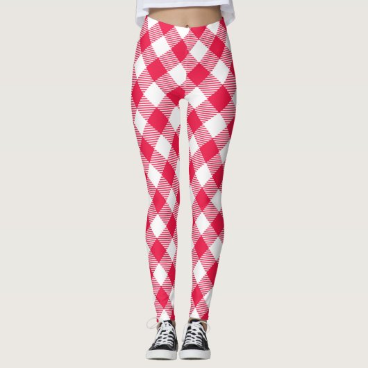 Leggings Motif de pays En vichy rouge classique (Devant)