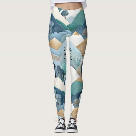 Leggings Motif de paysage pastel (Devant)