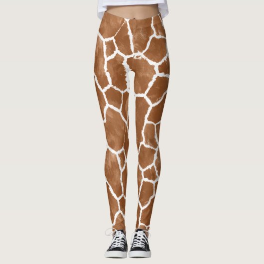 Leggings Motif de peau de girafe Marron Selle ID1152 (Devant)