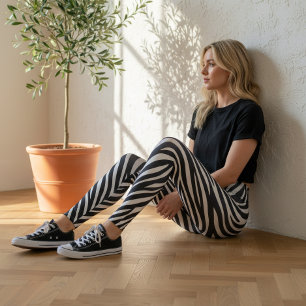 Leggings Motif de peau de zèbre gras Noir & Blanc ID1151