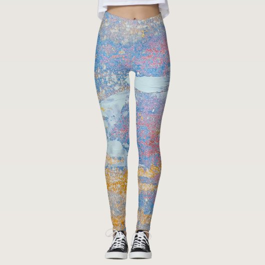Leggings motif de peinture acrylique abstrait (Devant)