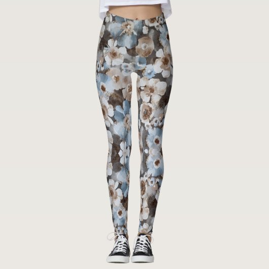 Leggings Motif de peinture florale couleur eau (Devant)