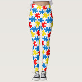 Leggings Motif de pièce de puzzle couleur vive (Devant)