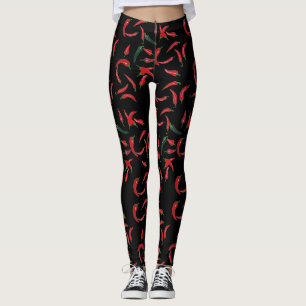 Leggings Motif de piment  Rouge Noir et Vert