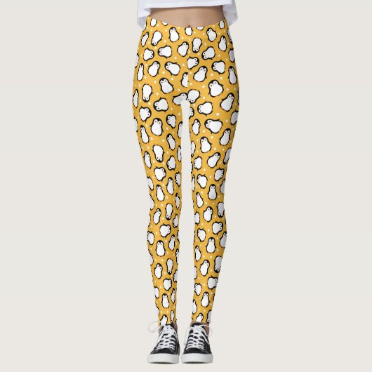 Leggings Motif de pingouin jaune mignon (Devant)