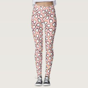 Leggings Motif de pingouin rose mou