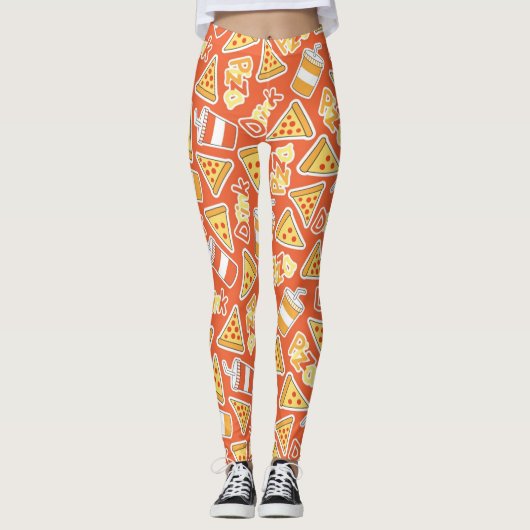 Leggings Motif De Pizza Et Boissons (Devant)