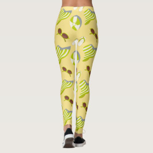 Leggings Motif de plage avec lunettes de soleil et casquett