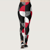 Leggings Motif de plaid géométrique noir, rouge, blanc. (Dos)