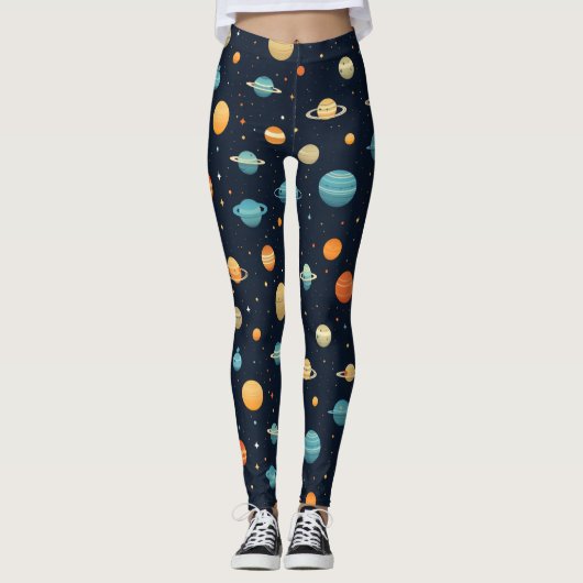 Leggings Motif de planète spatiale colorée (Devant)