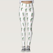 Leggings Motif de Plante de Cactus Cute (Devant)