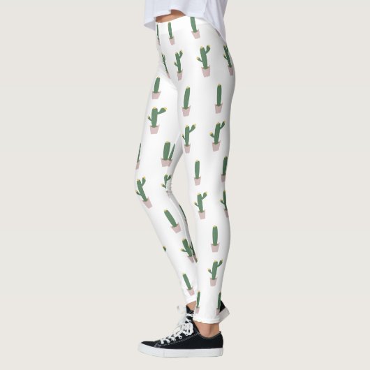 Leggings Motif de plante de cactus mignon en pot (Gauche)