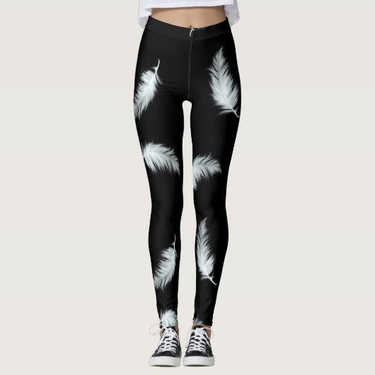 Leggings Motif de plume (couleur personnalisable d'arrière (Devant)