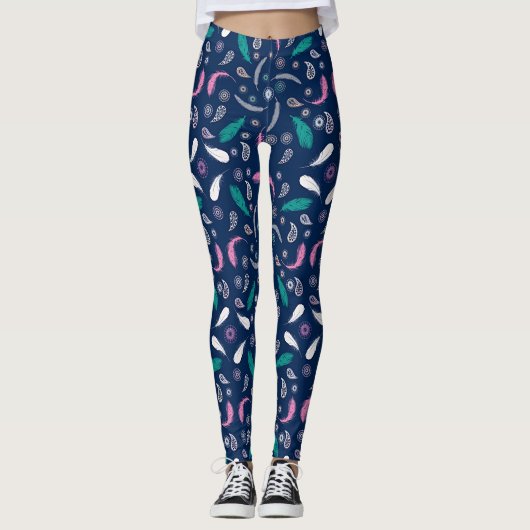 Leggings motif de plumes de style de boho (Devant)