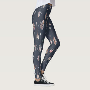 Leggings Motif de plumes et flèches tribales