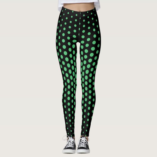 Leggings Motif de point de techno vert (Devant)