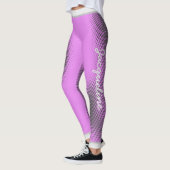 Leggings Motif de point gris avec nom sur PINK (Gauche)