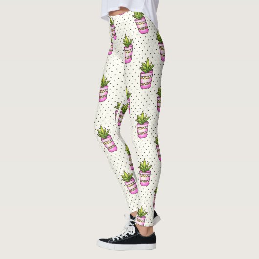 Leggings Motif de point Polka Succulent Aquarelle (Gauche)