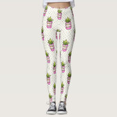 Leggings Motif de point Polka Succulent Aquarelle (Devant)