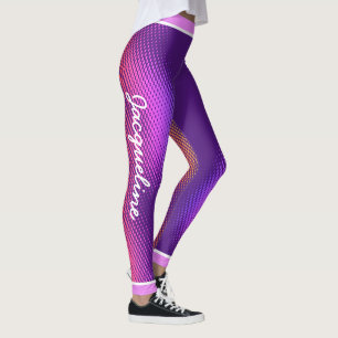 Leggings Motif de point rose avec nom sur ROYAL PURPLE
