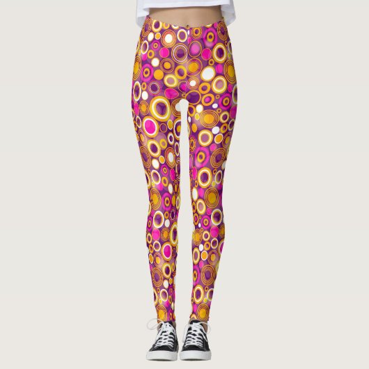 Leggings Motif de point violet de polka (Devant)