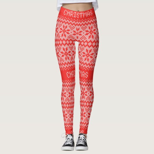 Leggings Motif de pointillé1 rouge/blanc ID208 (Devant)