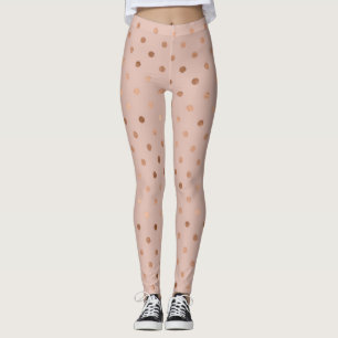 Leggings Motif de points d'or Rose chic