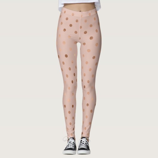 Leggings Motif de points d'or Rose chic (Devant)