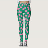 Leggings Motif de points et de points roses et verts mignon (Devant)