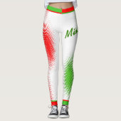 Leggings Motif de points rouge et vert en blanc avec votre  (Devant)