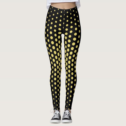 Leggings Motif de points techno jaune (Devant)