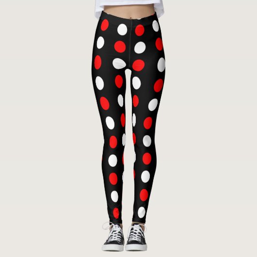 Leggings Motif de pois rouge et blanc (Devant)