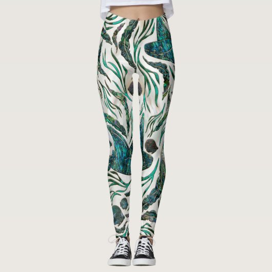 Leggings Motif de poisson stingray et squelette Abalone (Devant)