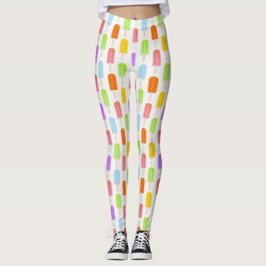 Leggings Motif de Popsicles arc-en-ciel d'été (Devant)