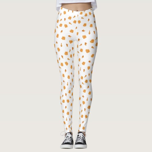 Leggings Motif de poulet et gaufres frits (Devant)