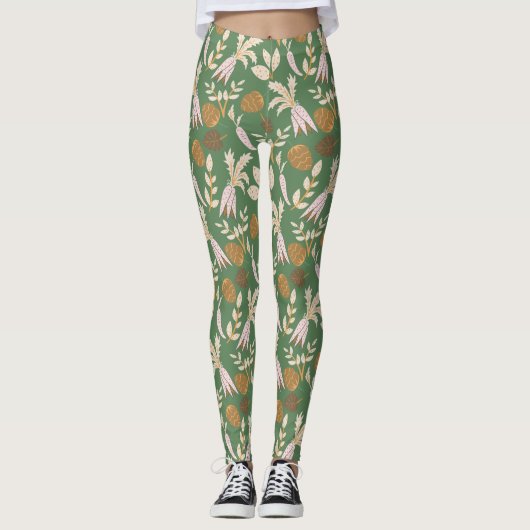 Leggings Motif de printemps vert (Devant)