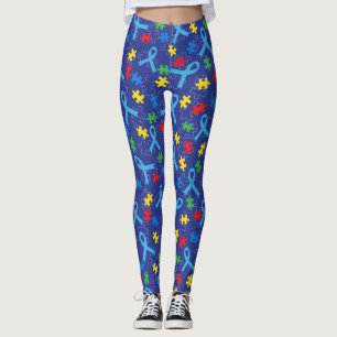 Leggings Motif de puzzle de ruban de mois de