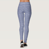 Leggings Motif de rayure de bleu marine et de blanc (Dos)