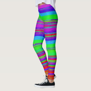 Leggings Motif de rayures horizontales vibrantes